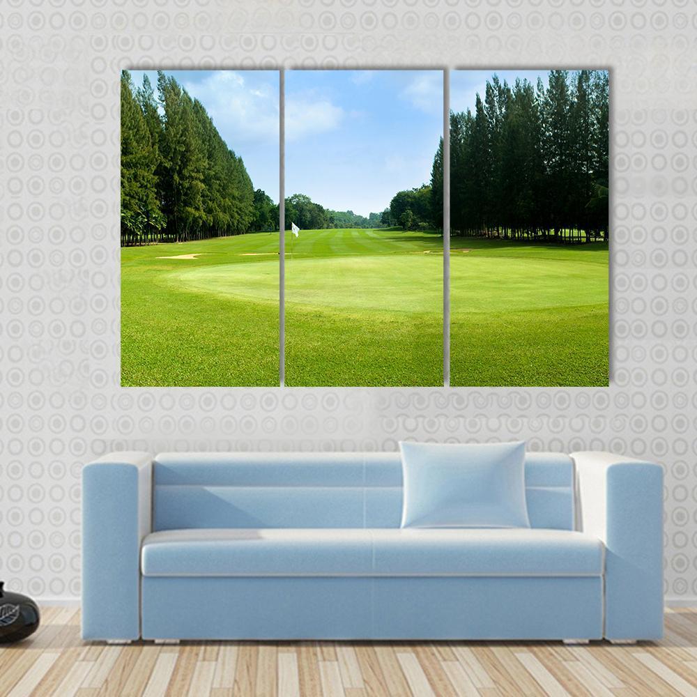 Green Golf Field Canvas Wall Art-3 Horizontal-Gallery Wrap-37" x 24"-Tiaracle