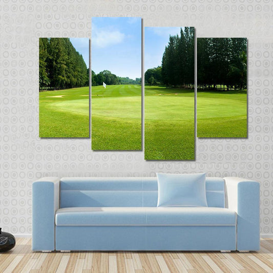 Green Golf Field Canvas Wall Art-4 Pop-Gallery Wrap-50" x 32"-Tiaracle