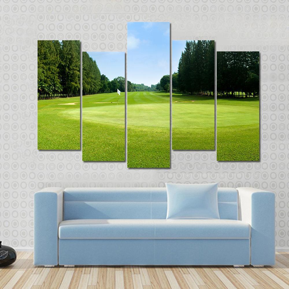 Green Golf Field Canvas Wall Art-5 Pop-Gallery Wrap-47" x 32"-Tiaracle