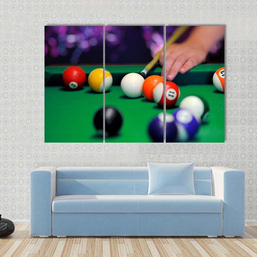 Green Pool Table Canvas Wall Art-3 Horizontal-Gallery Wrap-37" x 24"-Tiaracle