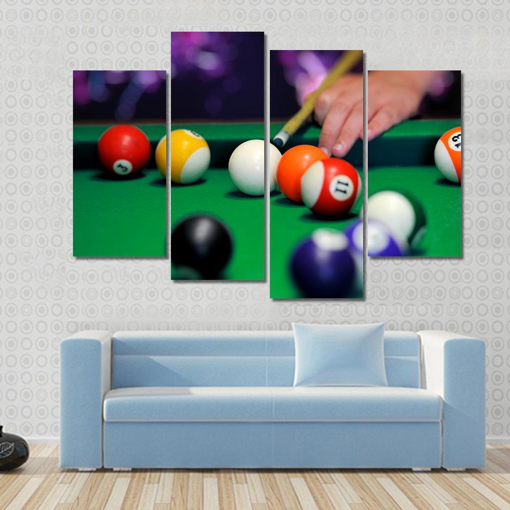 Green Pool Table Canvas Wall Art-4 Pop-Gallery Wrap-50" x 32"-Tiaracle