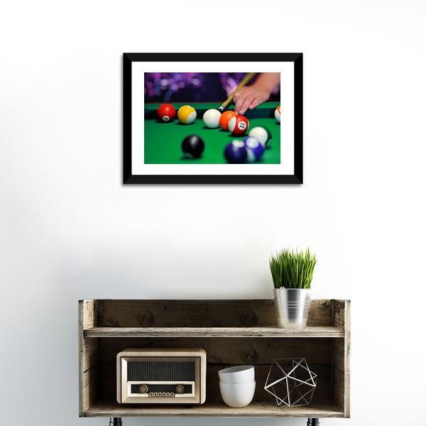 Green Pool Table Canvas Wall Art-1 Piece-Framed Print-20" x 16"-Tiaracle