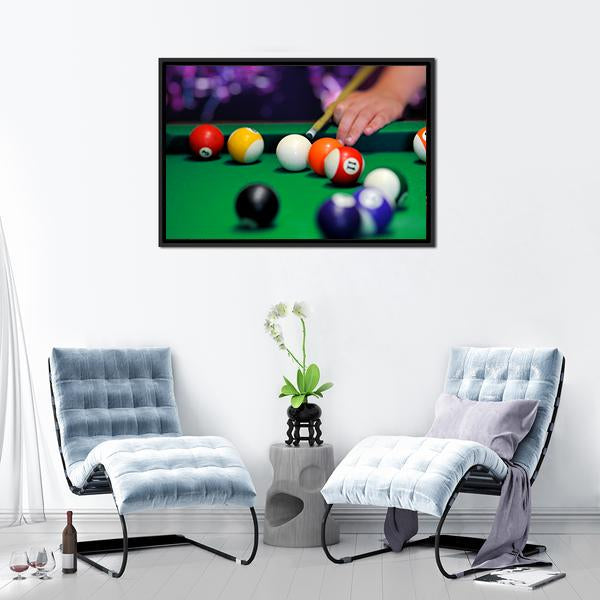 Green Pool Table Canvas Wall Art-3 Horizontal-Gallery Wrap-25" x 16"-Tiaracle