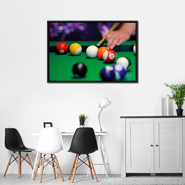 Green Pool Table Canvas Wall Art-3 Horizontal-Gallery Wrap-25" x 16"-Tiaracle