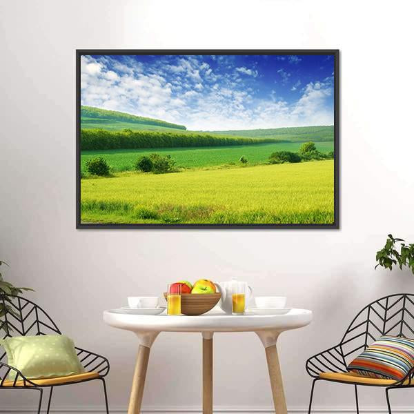 Green Spring Meadow Canvas Wall Art-3 Horizontal-Gallery Wrap-25" x 16"-Tiaracle