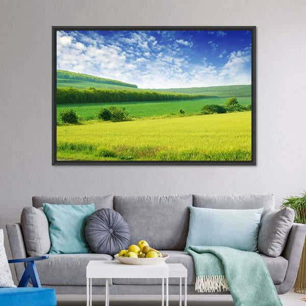 Green Spring Meadow Canvas Wall Art-3 Horizontal-Gallery Wrap-25" x 16"-Tiaracle