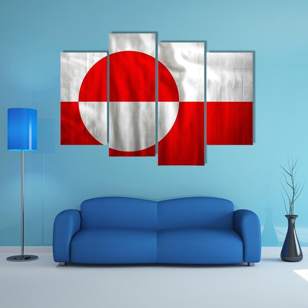 Greenland Flag Canvas Wall Art-4 Pop-Gallery Wrap-50" x 32"-Tiaracle