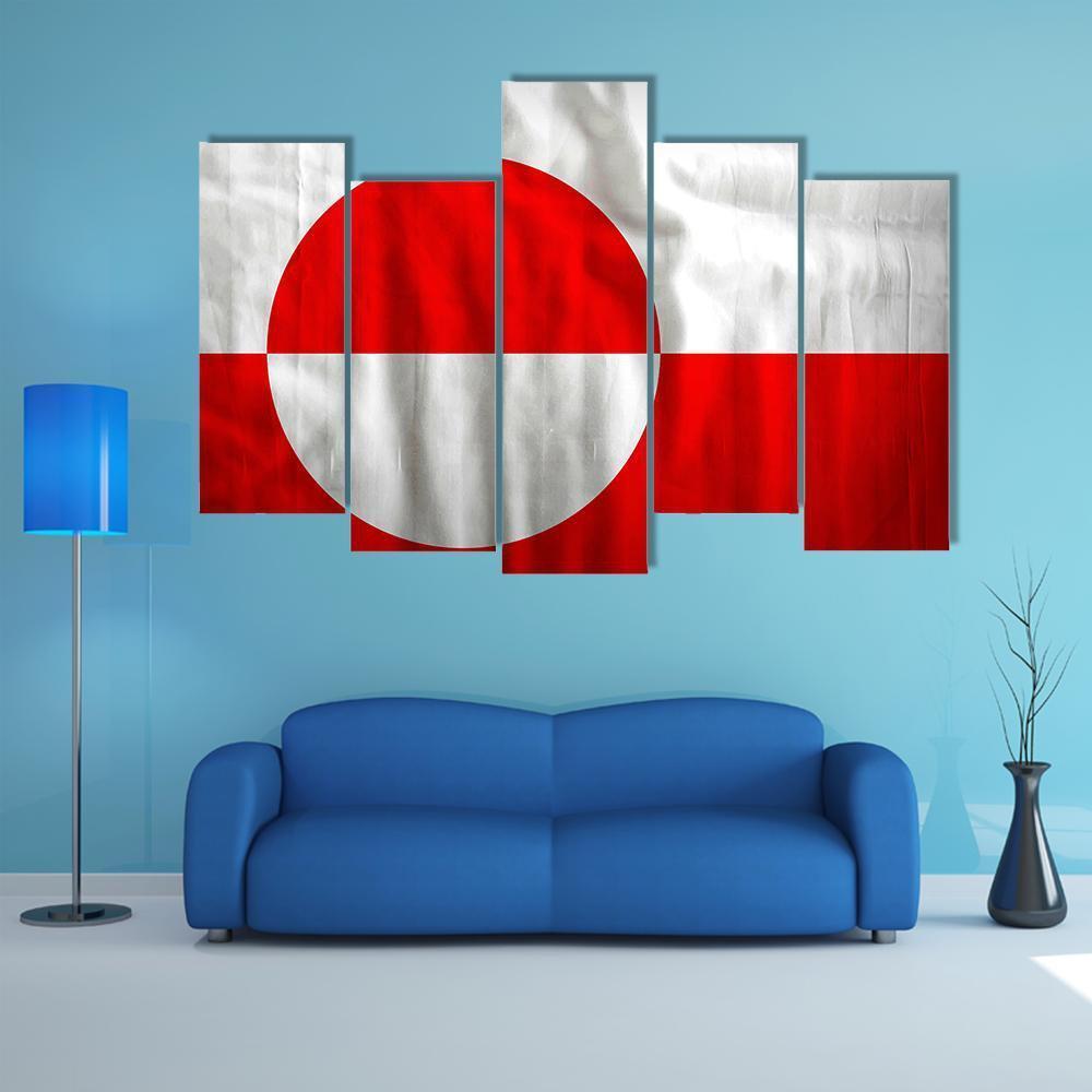 Greenland Flag Canvas Wall Art-5 Pop-Gallery Wrap-47" x 32"-Tiaracle