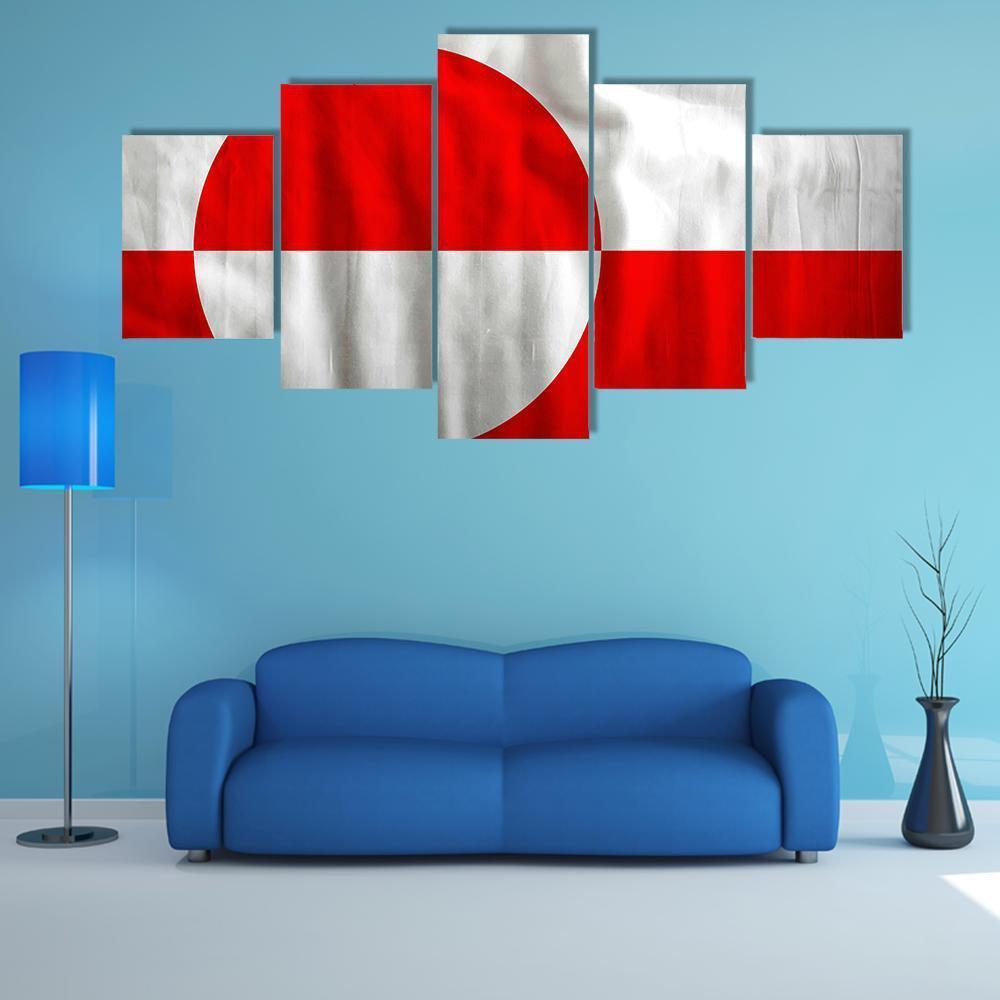 Greenland Flag Canvas Wall Art-5 Star-Gallery Wrap-62" x 32"-Tiaracle