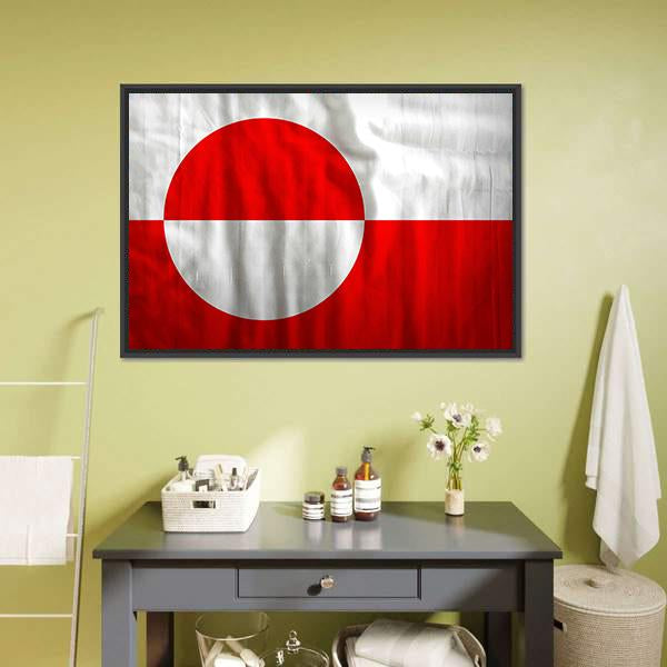 Greenland Flag Canvas Wall Art-1 Piece-Floating Frame-24" x 16"-Tiaracle