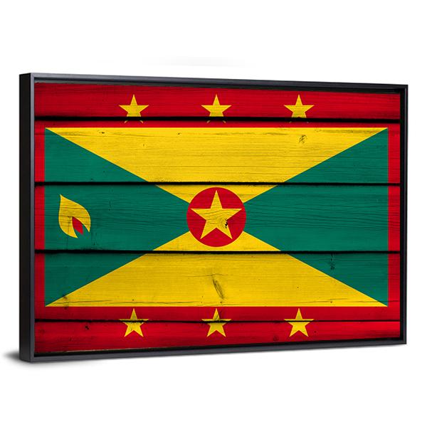 Grenada Flag Canvas Wall Art-3 Horizontal-Gallery Wrap-25" x 16"-Tiaracle
