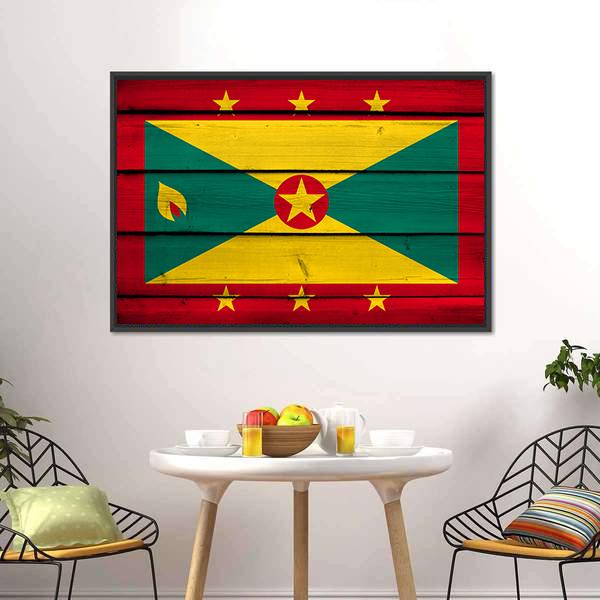 Grenada Flag Canvas Wall Art-3 Horizontal-Gallery Wrap-25" x 16"-Tiaracle