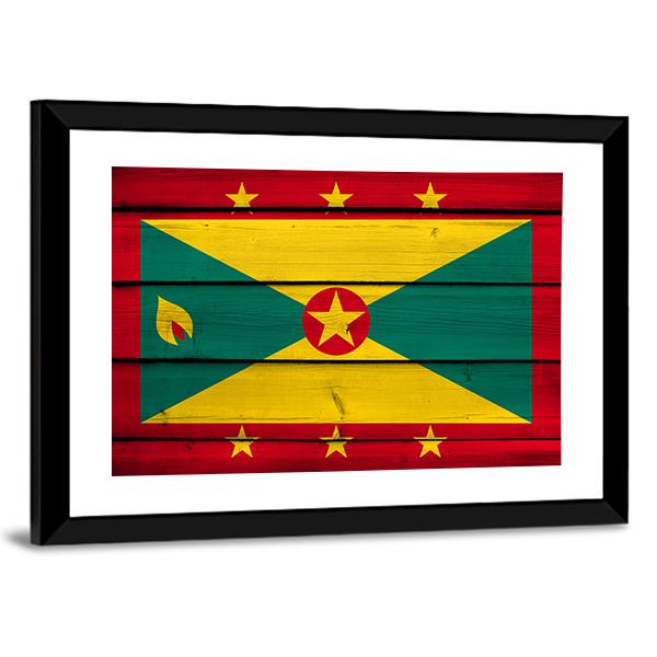 Grenada Flag Canvas Wall Art-3 Horizontal-Gallery Wrap-25" x 16"-Tiaracle