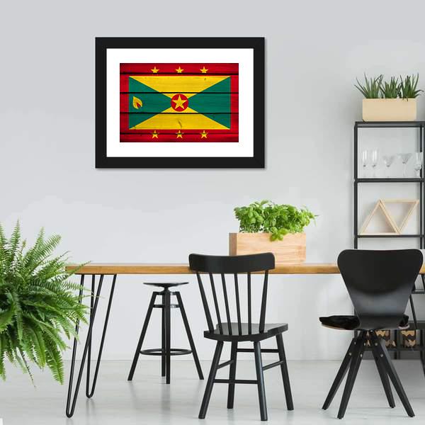 Grenada Flag Canvas Wall Art-3 Horizontal-Gallery Wrap-25" x 16"-Tiaracle