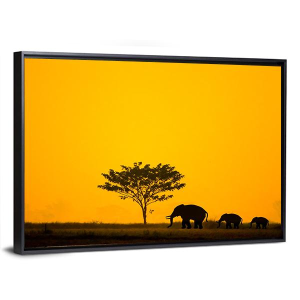 Group Of Elephant Thailand Canvas Wall Art-3 Horizontal-Gallery Wrap-25" x 16"-Tiaracle