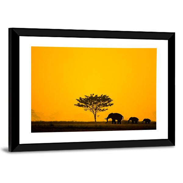 Group Of Elephant Thailand Canvas Wall Art-3 Horizontal-Gallery Wrap-25" x 16"-Tiaracle