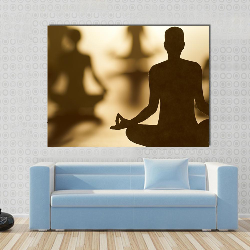 Group Of People Doing Yoga Canvas Wall Art-1 Piece-Gallery Wrap-48" x 32"-Tiaracle