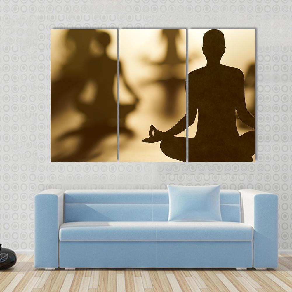 Group Of People Doing Yoga Canvas Wall Art-3 Horizontal-Gallery Wrap-37" x 24"-Tiaracle