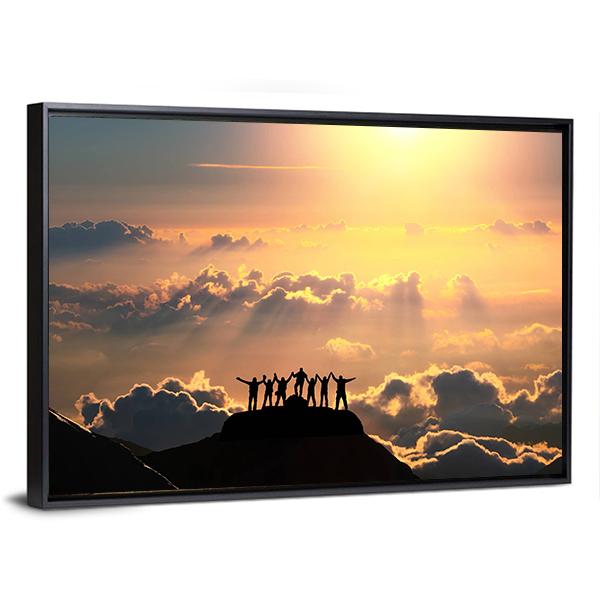 Group Of People On Hill Canvas Wall Art-3 Horizontal-Gallery Wrap-25" x 16"-Tiaracle