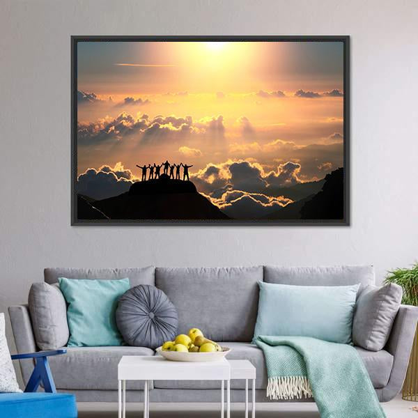 Group Of People On Hill Canvas Wall Art-3 Horizontal-Gallery Wrap-25" x 16"-Tiaracle