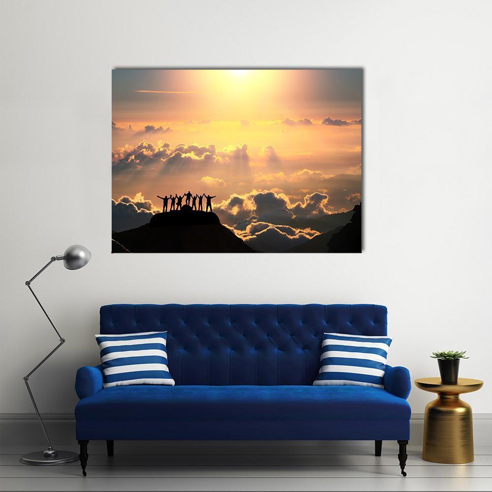 Group Of People On Hill Canvas Wall Art-1 Piece-Gallery Wrap-48" x 32"-Tiaracle