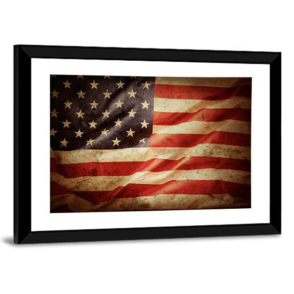 Grunge American Flag Canvas Wall Art-3 Horizontal-Gallery Wrap-25" x 16"-Tiaracle