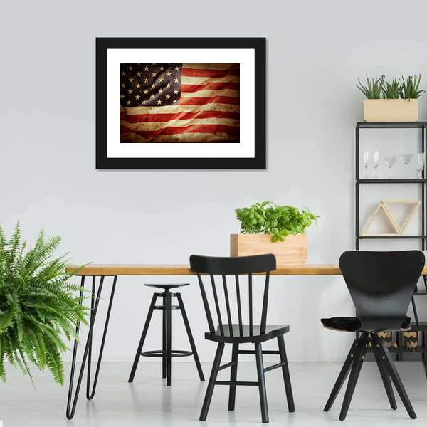 Grunge American Flag Canvas Wall Art-3 Horizontal-Gallery Wrap-25" x 16"-Tiaracle
