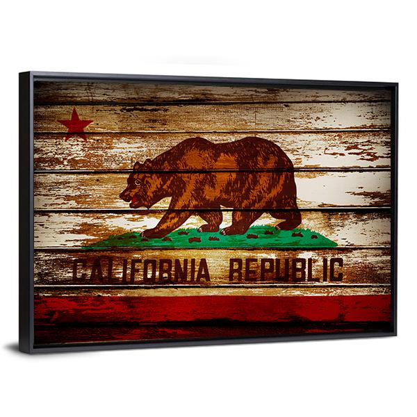 Grunge California Flag Canvas Wall Art-3 Horizontal-Gallery Wrap-25" x 16"-Tiaracle