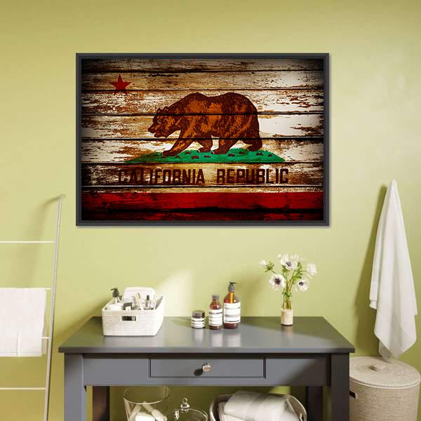 Grunge California Flag Canvas Wall Art-3 Horizontal-Gallery Wrap-25" x 16"-Tiaracle