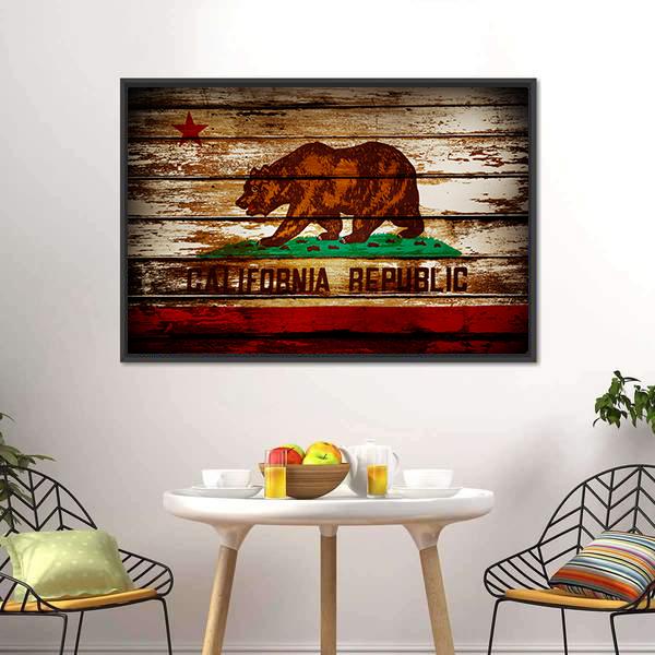 Grunge California Flag Canvas Wall Art-3 Horizontal-Gallery Wrap-25" x 16"-Tiaracle