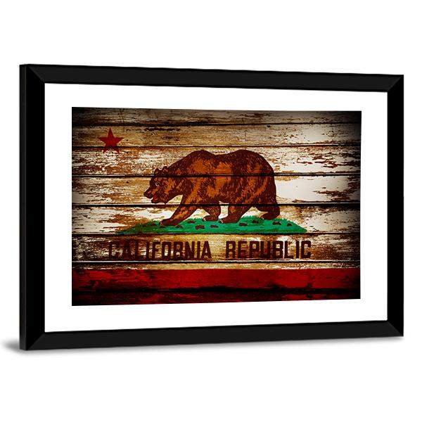 Grunge California Flag Canvas Wall Art-3 Horizontal-Gallery Wrap-25" x 16"-Tiaracle