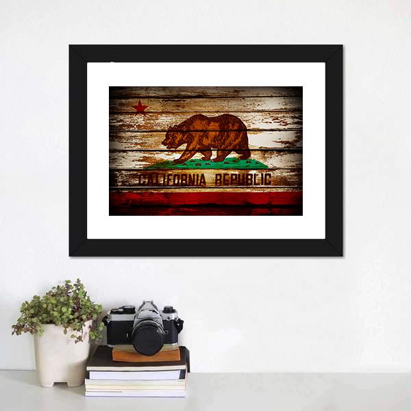Grunge California Flag Canvas Wall Art-3 Horizontal-Gallery Wrap-25" x 16"-Tiaracle