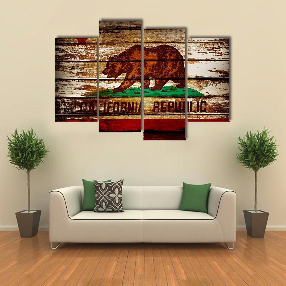 Grunge California Flag Canvas Wall Art-4 Pop-Gallery Wrap-50" x 32"-Tiaracle