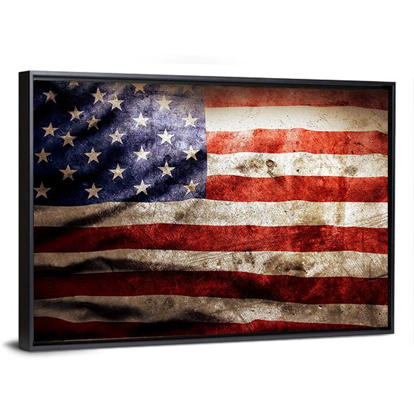 Grunge Flag Of America Canvas Wall Art-3 Horizontal-Gallery Wrap-25" x 16"-Tiaracle
