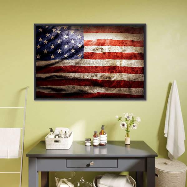 Grunge Flag Of America Canvas Wall Art-3 Horizontal-Gallery Wrap-25" x 16"-Tiaracle