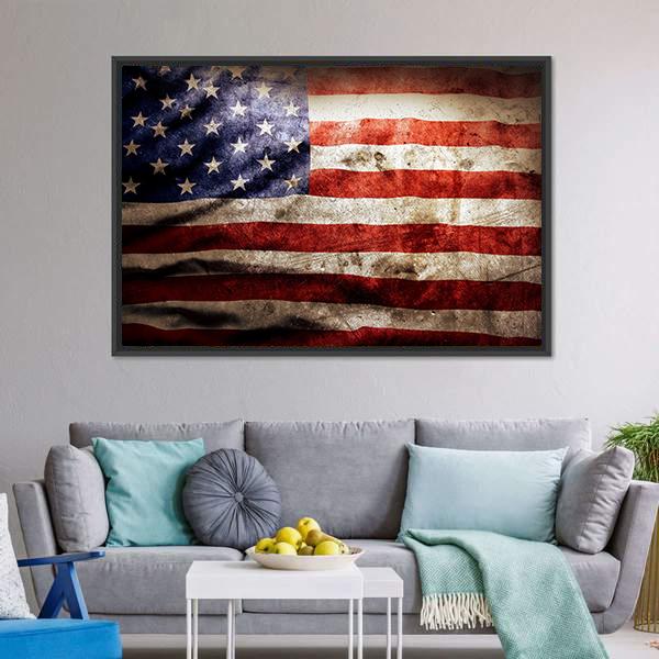 Grunge Flag Of America Canvas Wall Art-3 Horizontal-Gallery Wrap-25" x 16"-Tiaracle