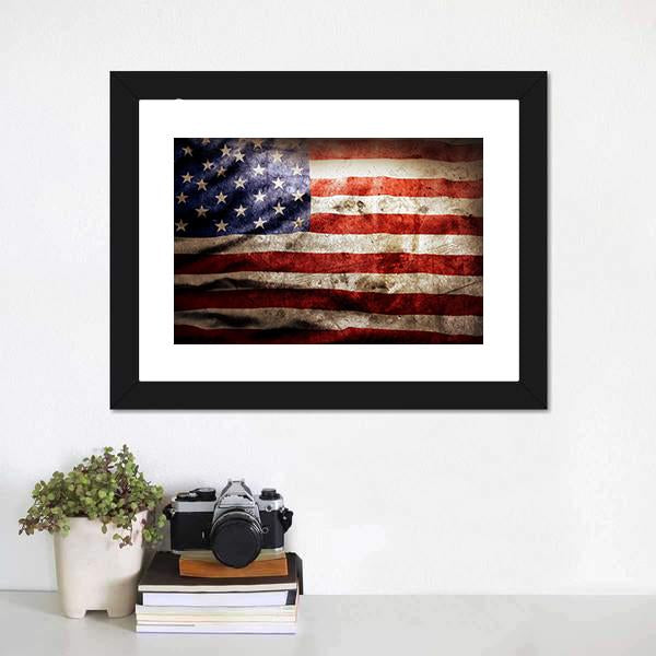 Grunge Flag Of America Canvas Wall Art-3 Horizontal-Gallery Wrap-25" x 16"-Tiaracle