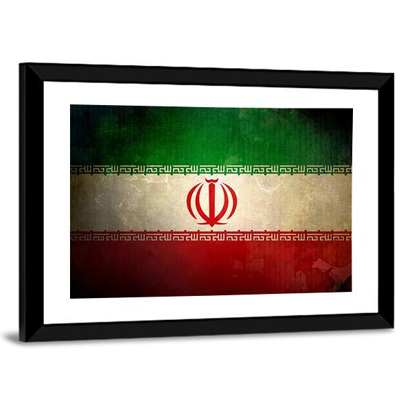 Grunge Iran Flag Canvas Wall Art-3 Horizontal-Gallery Wrap-25" x 16"-Tiaracle