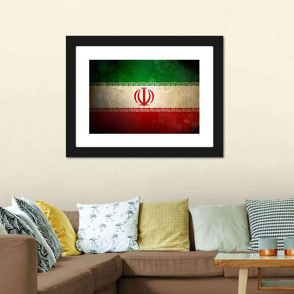 Grunge Iran Flag Canvas Wall Art-3 Horizontal-Gallery Wrap-25" x 16"-Tiaracle