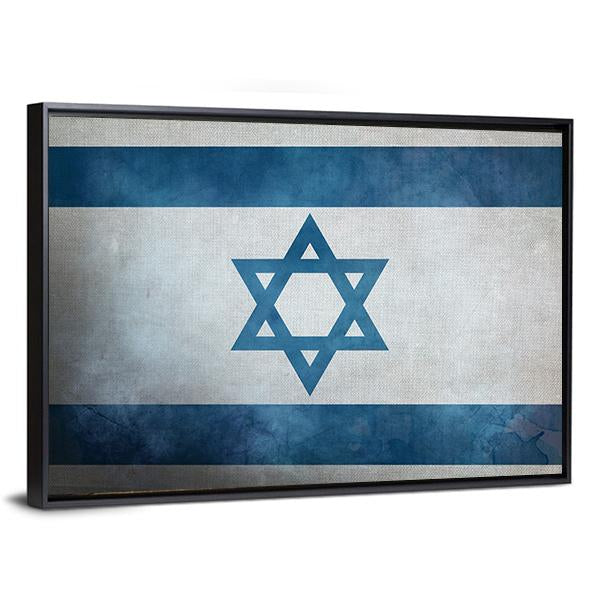 Grunge Israeli Flag Canvas Wall Art-3 Horizontal-Gallery Wrap-25" x 16"-Tiaracle