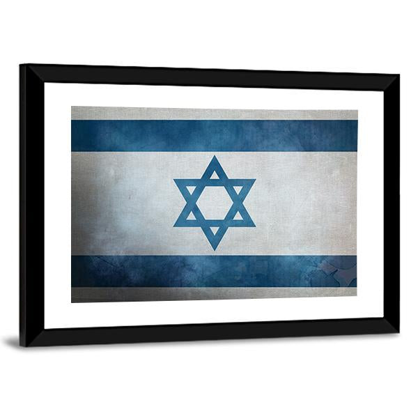 Grunge Israeli Flag Canvas Wall Art-3 Horizontal-Gallery Wrap-25" x 16"-Tiaracle