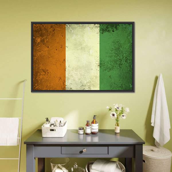 Grunge Ivory Coast Flag Canvas Wall Art-1 Piece-Floating Frame-24" x 16"-Tiaracle