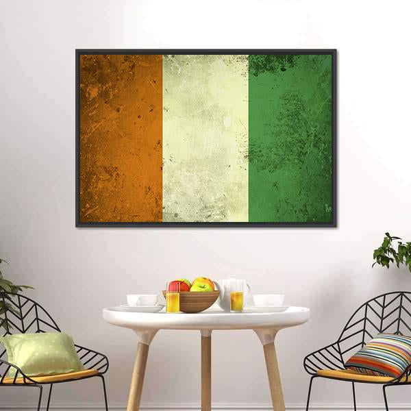 Grunge Ivory Coast Flag Canvas Wall Art-3 Horizontal-Gallery Wrap-25" x 16"-Tiaracle