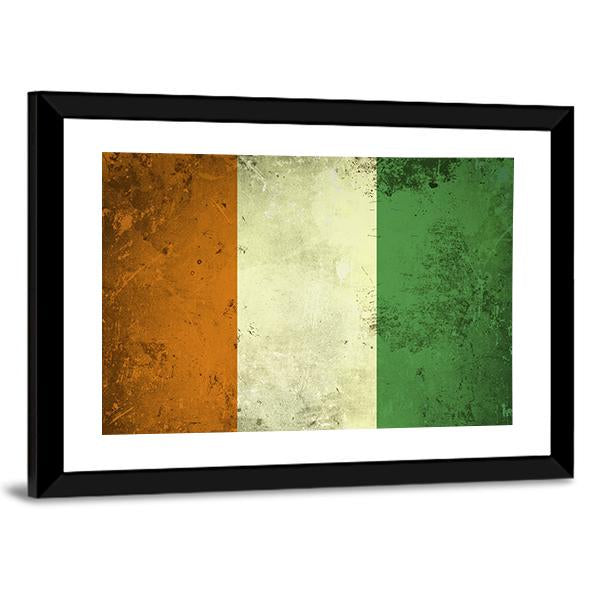 Grunge Ivory Coast Flag Canvas Wall Art-3 Horizontal-Gallery Wrap-25" x 16"-Tiaracle
