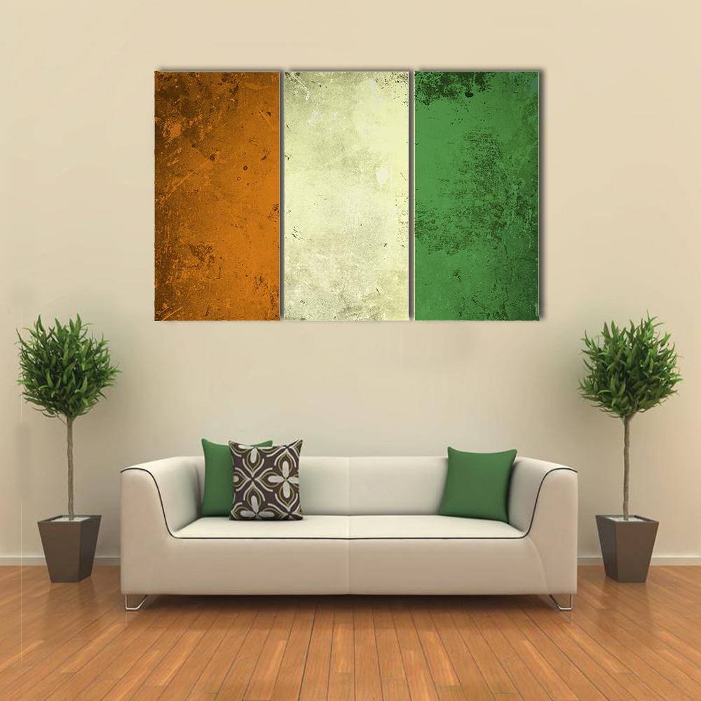 Grunge Ivory Coast Flag Canvas Wall Art-3 Horizontal-Gallery Wrap-37" x 24"-Tiaracle