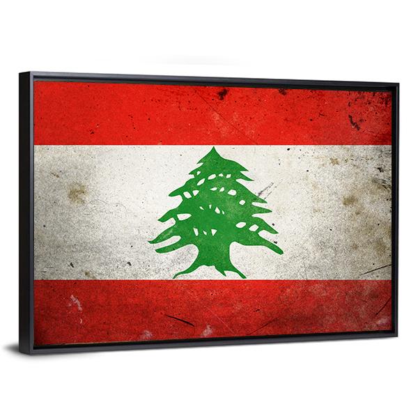 Grunge Lebanon Flag Canvas Wall Art-3 Horizontal-Gallery Wrap-25" x 16"-Tiaracle