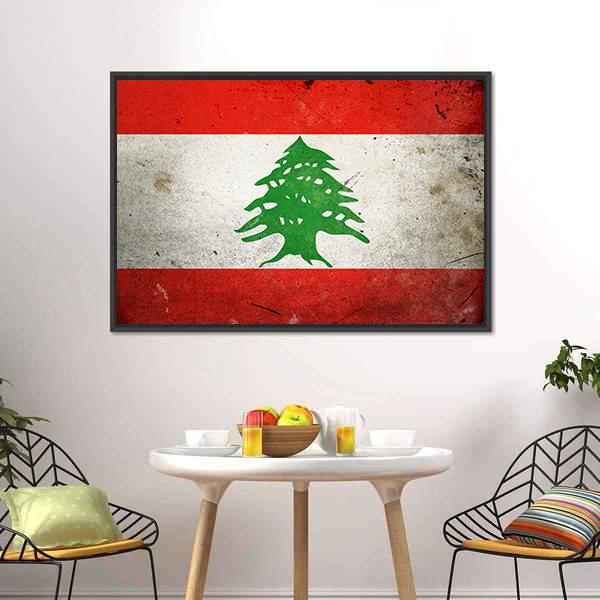 Grunge Lebanon Flag Canvas Wall Art-3 Horizontal-Gallery Wrap-25" x 16"-Tiaracle