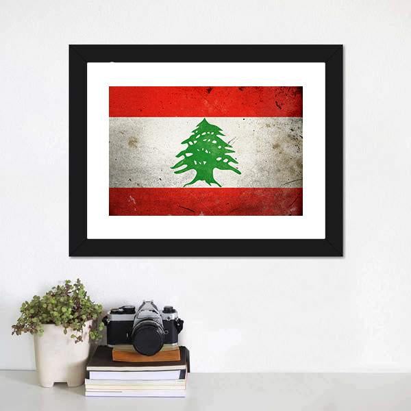 Grunge Lebanon Flag Canvas Wall Art-1 Piece-Framed Print-20" x 16"-Tiaracle
