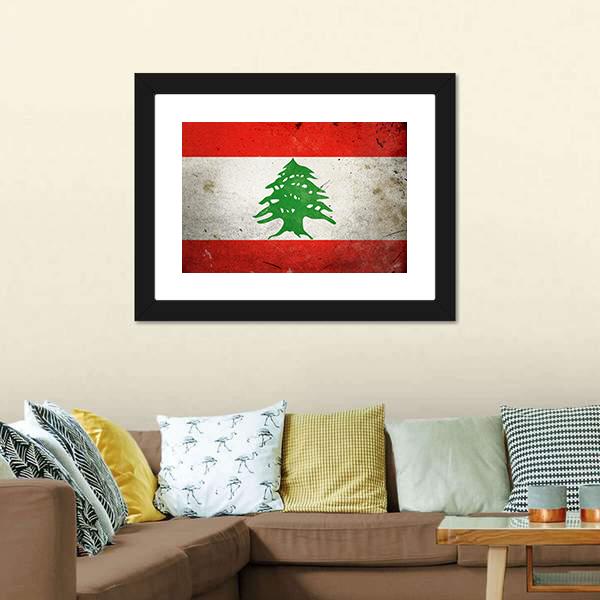 Grunge Lebanon Flag Canvas Wall Art-3 Horizontal-Gallery Wrap-25" x 16"-Tiaracle