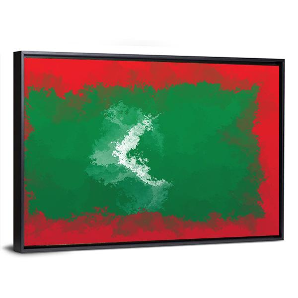Grunge Maldives Flag Canvas Wall Art-3 Horizontal-Gallery Wrap-25" x 16"-Tiaracle